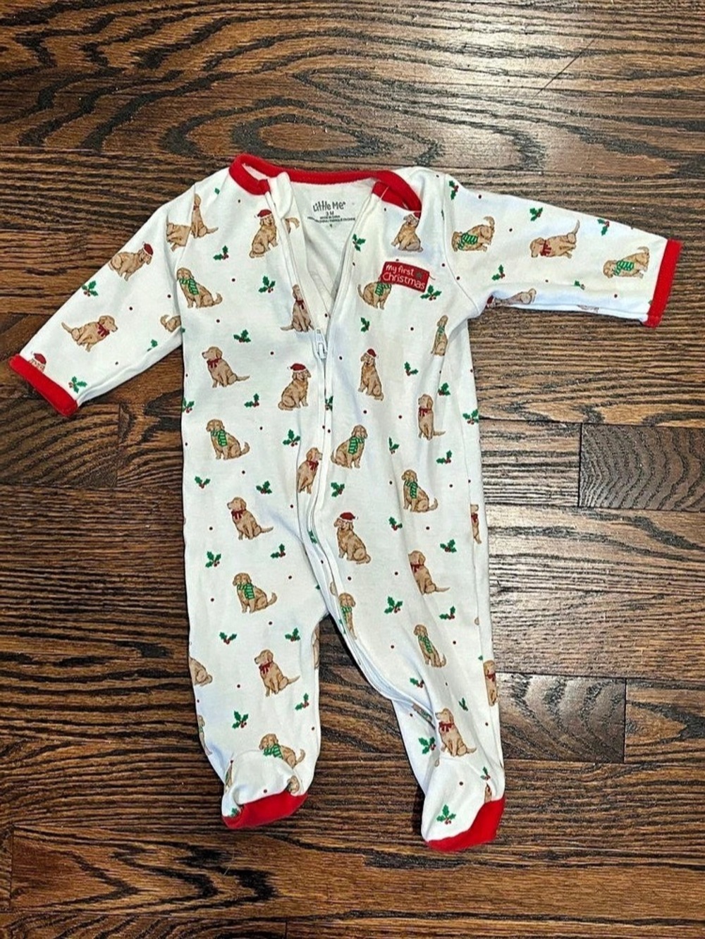 Little Me Festive Pups Holiday Sleeper Baby Footie Pajamas 3-6m